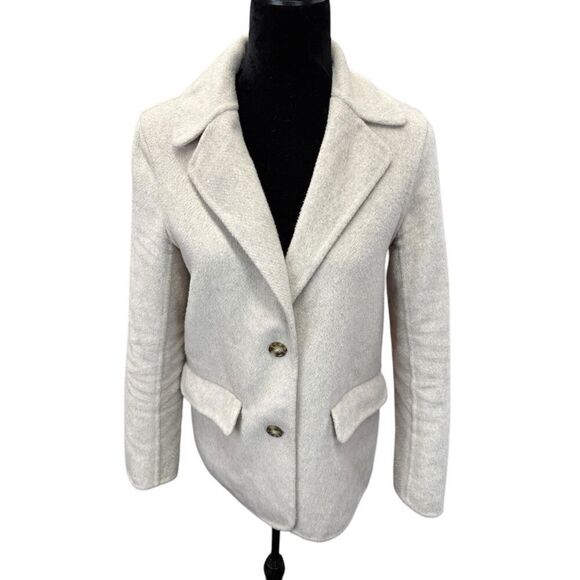 Abercrombie & Fitch Wool-Blend Blazer Coat Beige Small Button Front Jacket - Picture 6 of 14